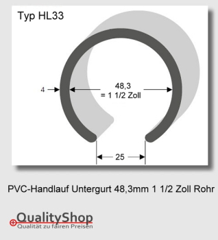 PVC Handlauf Typ. HL33 für 1 1/2 Zoll Rohr 48,3mm